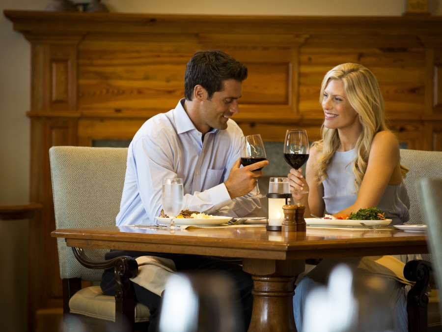 A couple drinking wine