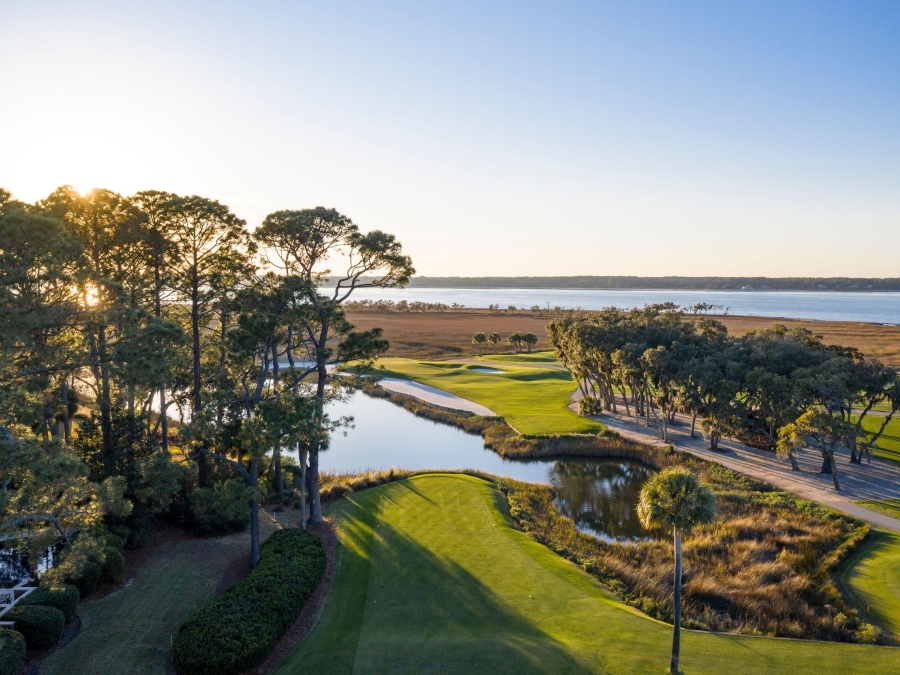Ariel image of a golf course 