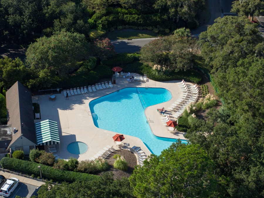 Ariel image of the harbour town pool 