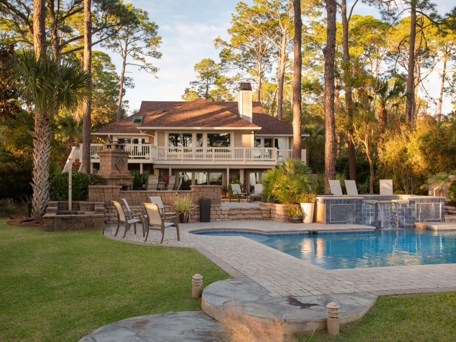 Exterior of a Villa with a pool 
