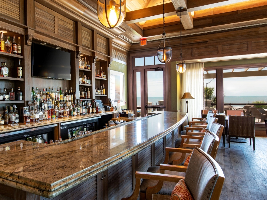 The interior of Ocean Lounge at the Sea Pines Beach Club