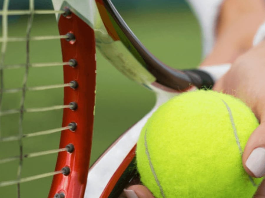 tennis ball and racquet