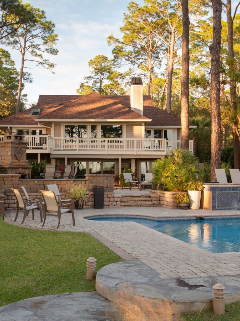Exterior of a Villa with a pool 