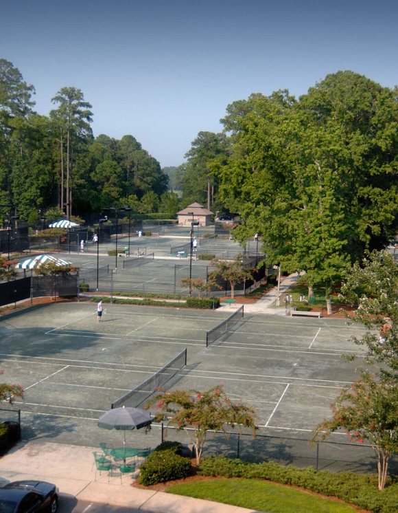 Ariel photograph of Sea Pines tennis courts 