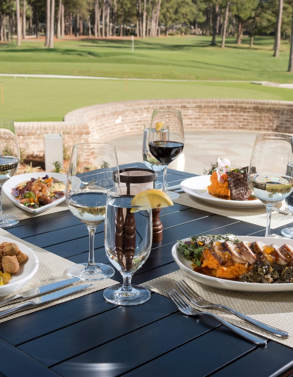 Dining next to the golf course 