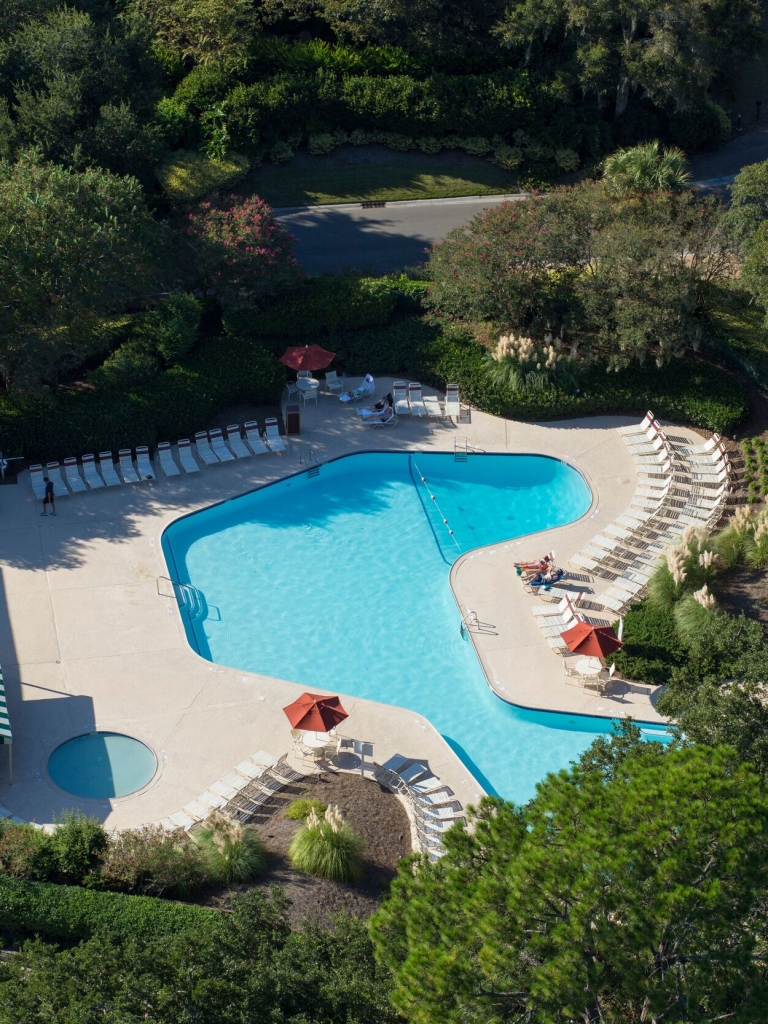 Ariel image of the harbour town pool 