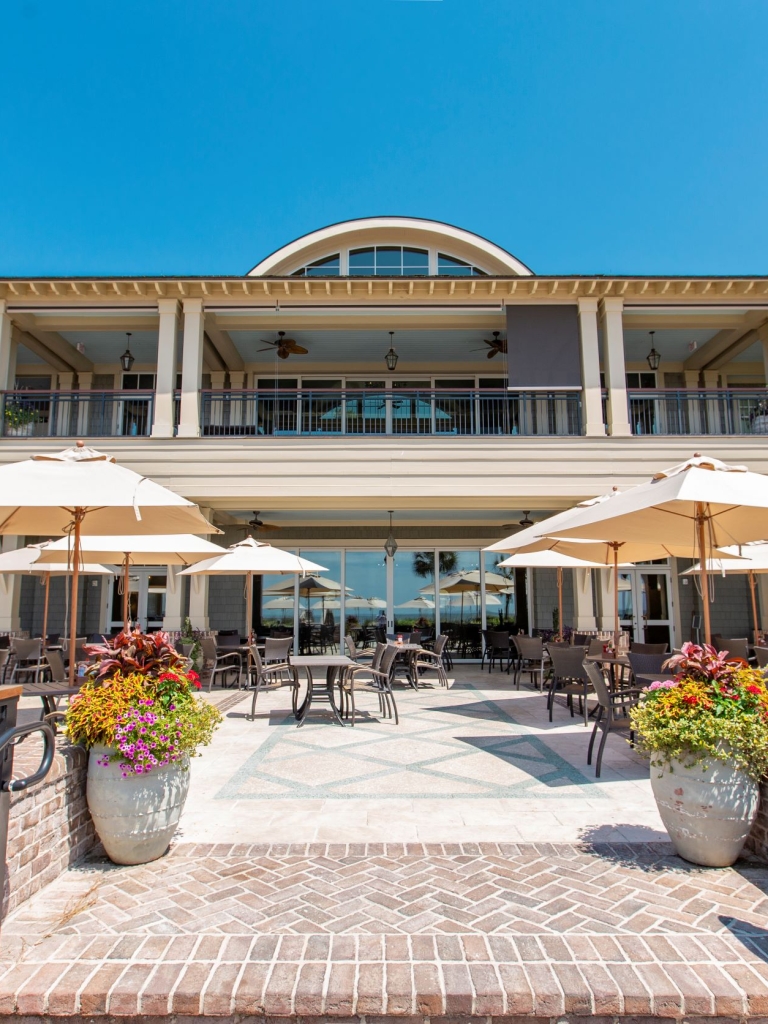 Coast, Oceanfront Dining at the Sea Pines Beach Club outdoor dining area. 