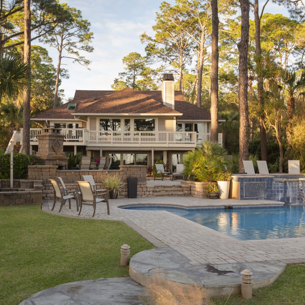 Exterior of a Sea Pines Villa with Pool 