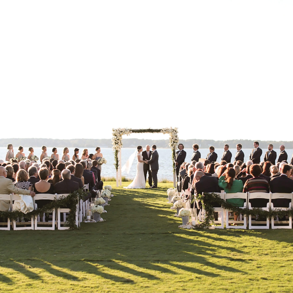Wedding ceremony at the 18th lawn 
