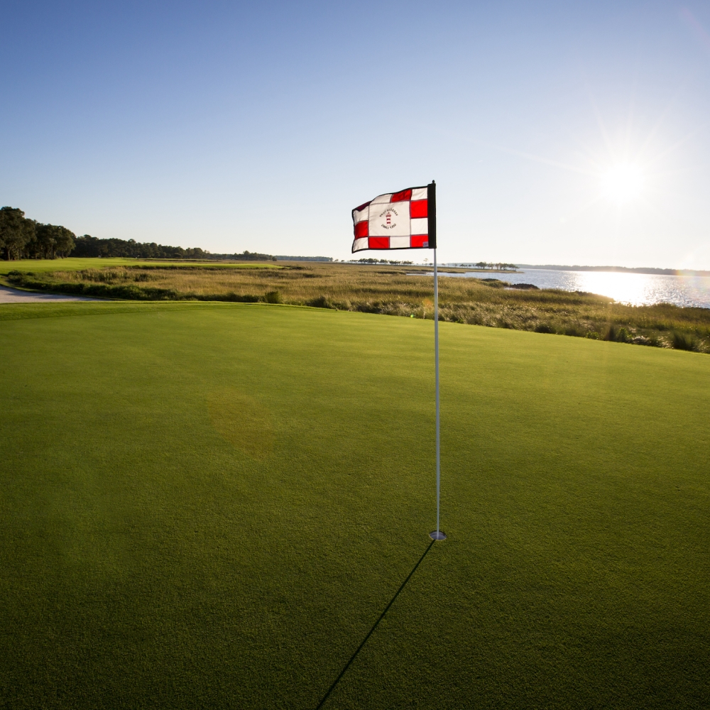 Golf hole with flag 